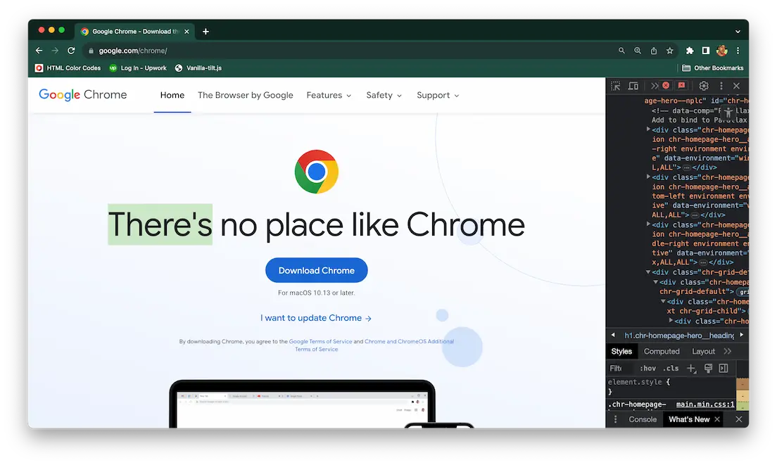 google chrome browser home page
